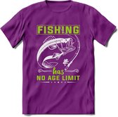 Fishing Has No Age Limit - Vissen T-Shirt | Groen | Grappig Verjaardag Vis Hobby Cadeau Shirt | Dames - Heren - Unisex | Tshirt Hengelsport Kleding Kado - Paars - XXL