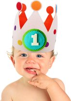 Puk Art© | Verjaardagskroon | Feestmuts | Verjaardagsmuts | Feesthoed | Vilten kroon | off White | Jongen | Meisje | Baby | 0 tot 10 jaar | Kraamcadeau