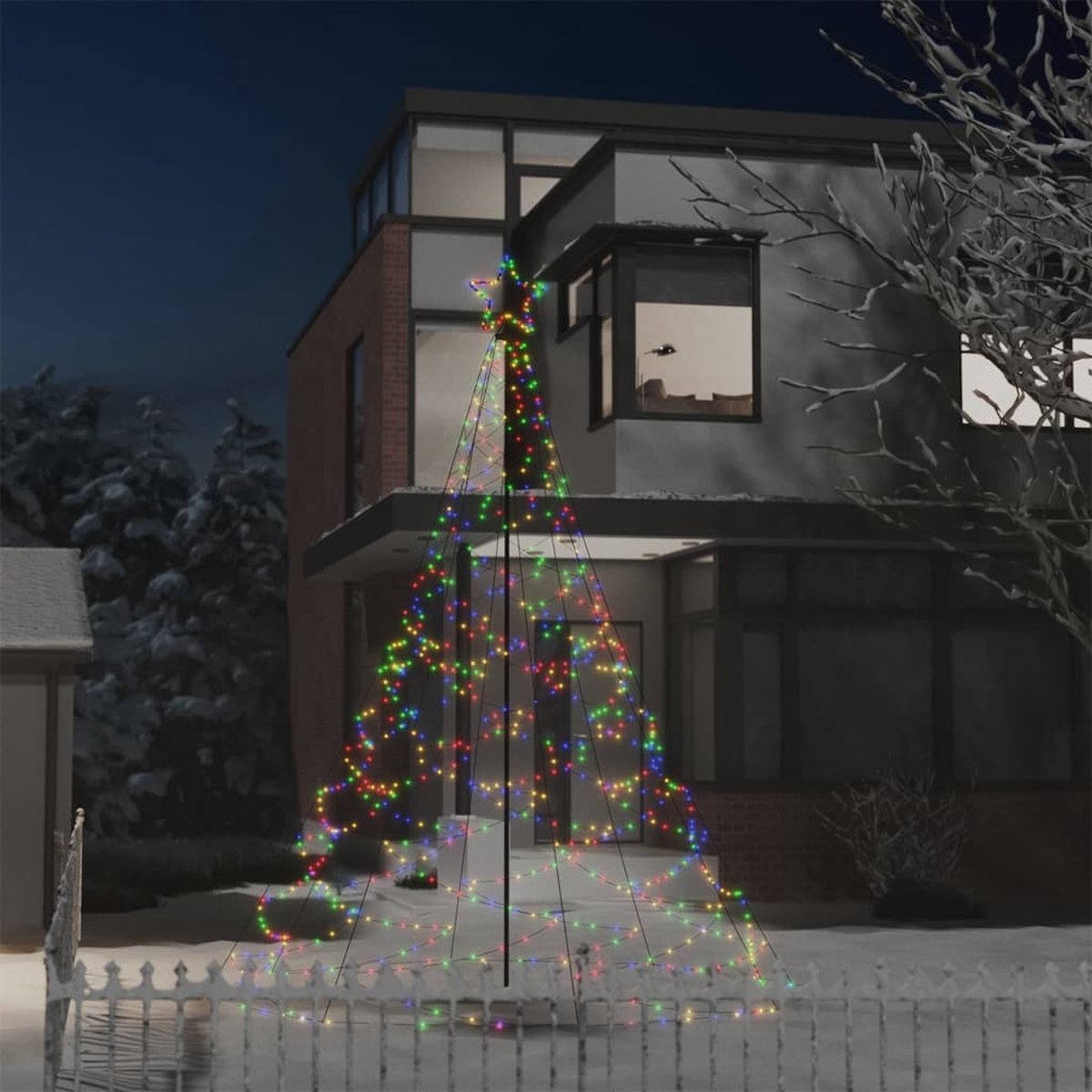 vidaXL Kerstboom met metalen paal en 500 LED's 3 m meerkleurig