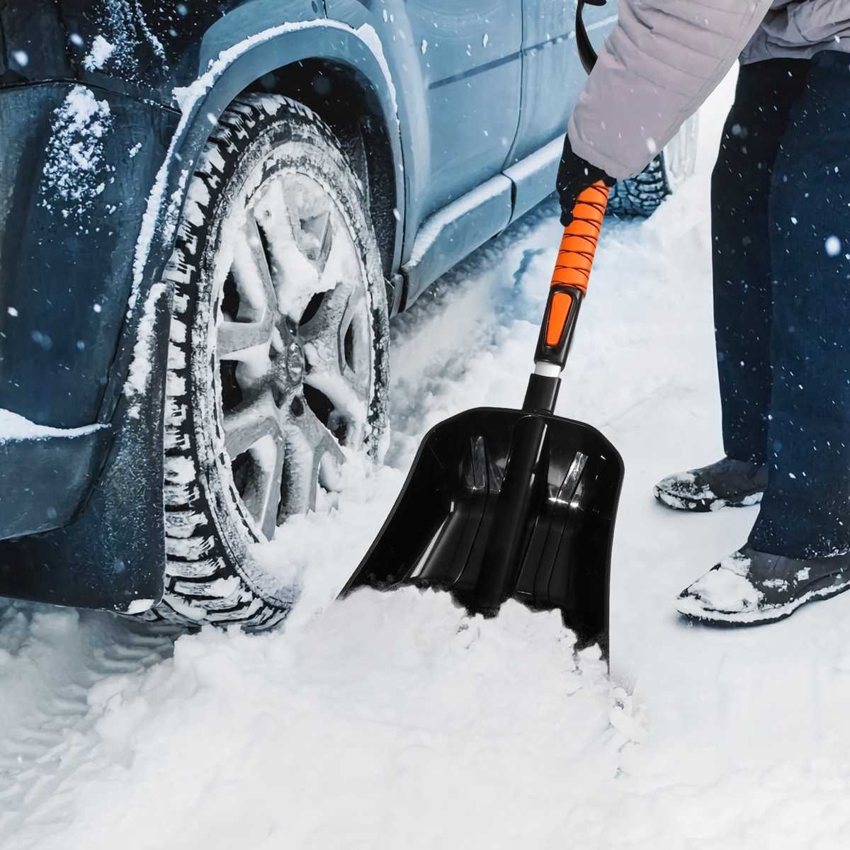 Grattoir à glace pour pare-brise de voiture, brosse à neige et pelle avec  raclette, kit de pelle à neige 5 en 1, pelle à neige rétractable avec