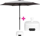 Parasol Ø 300CM + Parasolvoet 50L Plastic Wit - Actievlag.nl