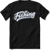 Fishing - Vissen T-Shirt | Grappig Verjaardag Vis Hobby Cadeau Shirt | Dames - Heren - Unisex | Tshirt Hengelsport Kleding Kado - Zwart - XXL