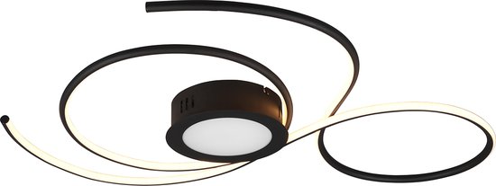LED Plafondlamp - Plafondverlichting - Trion Jivino - 48W - Aanpasbare Kleur - Dimbaar - Rond - Mat Zwart - Aluminium
