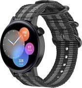 Strap-it Nylon gesp smartwatch bandje - geschikt voor Huawei Watch GT 2 42mm / GT 3 42mm / GT 3 Pro 43mm - zwart/grijs