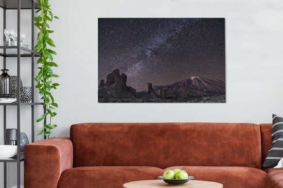 Tableau sur toile représentant le parc national du Teide avec des étoiles - 120 x 80 cm - Décoration murale