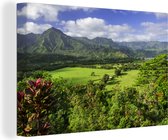 Canvas Schilderij Groen landschap van Hawaï - 30x20 cm - Wanddecoratie