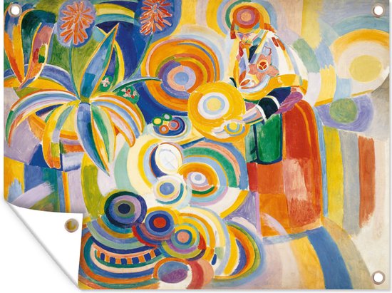 Muurdecoratie buiten Portuguese Woman - schilderij van Robert Delaunay - 160x120 cm - Tuindoek - Buitenposter