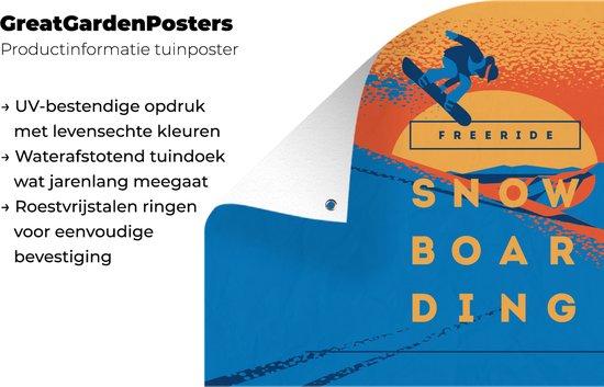 Décoration murale 'Freeride snowboarding' - Citations - Proverbes - Lever du soleil - 180x120 cm - Poster jardin - Toile jardin - Poster extérieur