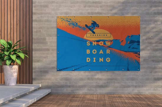 Décoration murale 'Freeride snowboarding' - Citations - Proverbes - Lever du soleil - 180x120 cm - Poster jardin - Toile jardin - Poster extérieur