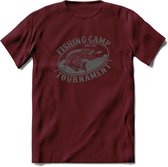 Fishing - Vissen T-Shirt | Grappig Verjaardag Vis Hobby Cadeau Shirt | Dames - Heren - Unisex | Tshirt Hengelsport Kleding Kado - Burgundy - S