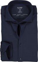 OLYMP No. 6 super slim fit overhemd 24/7 - mouwlengte 7 - marine blauw pique - Strijkvriendelijk - Boordmaat: 40