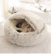 Buzty® Iglo Hondenmand en Kattenmand - Superzacht en Luxe - Wasbaar - Fluffy - Honden en Kattenkussen - 50x50cm - Creme Bruin