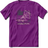 F-22 Vliegtuig T-Shirt | Unisex leger Kleding | Dames - Heren Straaljager shirt | Army F16 | Grappig bouwpakket Cadeau | - Paars - L