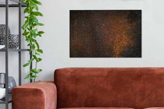 Toile Peinture Rouille - Rétro - Acier - 90x60 cm - Décoration murale