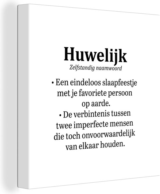 Canvas schilderij 20x20 cm - Wanddecoratie 'Huwelijk' - Spreuken - Quotes - Trouwen - Muurdecoratie woonkamer - Slaapkamer decoratie - Kamer accessoires - Schilderijen op canvas