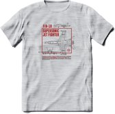 Vliegtuig T-Shirt | Unisex leger Kleding | Dames - Heren Straaljager shirt | Army F16 | Grappig bouwpakket Cadeau | - Licht Grijs - Gemaleerd - XXL