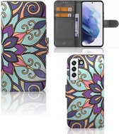 Mobiel Bookcase Geschikt voor Samsung Galaxy S22 Smartphone Hoesje Purple Flower