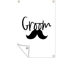 Muurdecoratie Quotes - Spreuken - 'Groom' - Trouwen - 120x180 cm - Tuinposter - Tuindoek