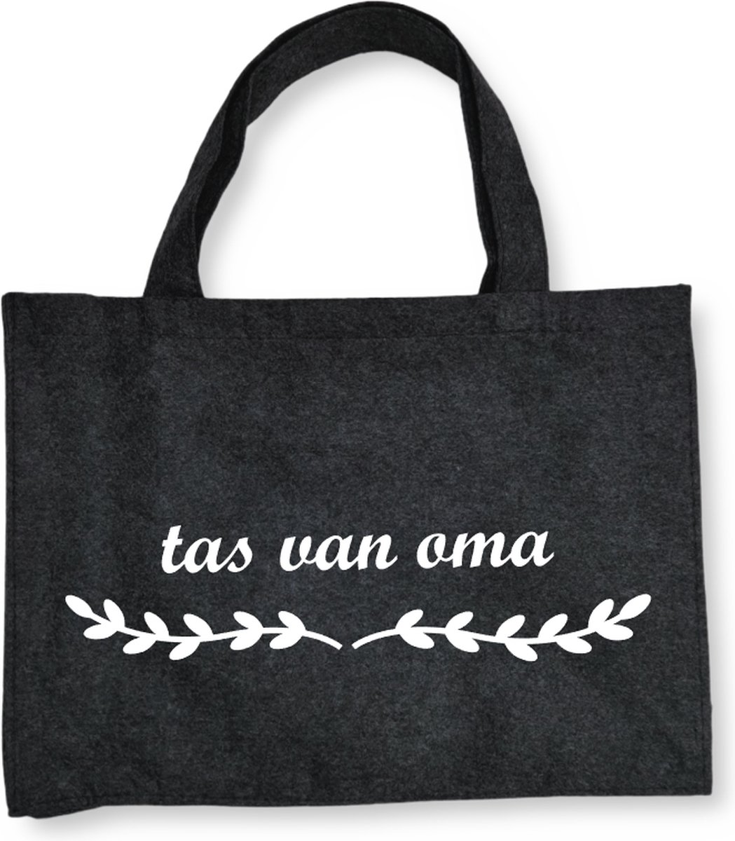 Tas Van Oma Zwarte Vilten Tas A3 Cadeautje Voor Oma Shopper