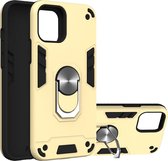 Apple iPhone 12 Hoesje - Mobigear - Armor Ring Serie - Hard Kunststof Backcover - Goud - Hoesje Geschikt Voor Apple iPhone 12