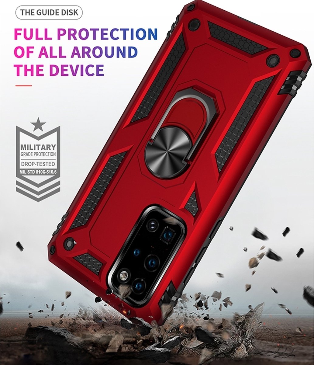 Mobigear Hoesje geschikt voor Huawei P40 Telefoonhoesje Hardcase | Mobigear Armor Ring Backcover Shockproof met Ringhouder | Schokbestendig P40 Telefoonhoesje | Anti Shock Proof - Grijs