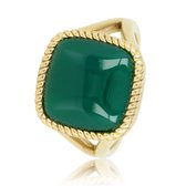 My Bendel - Zegelring goud met Green Agate edelsteen - Ring goud met echte Green Agate edelsteen - Iedere ring is uniek door gebruik echte edelstenen - Met luxe cadeauverpakking
