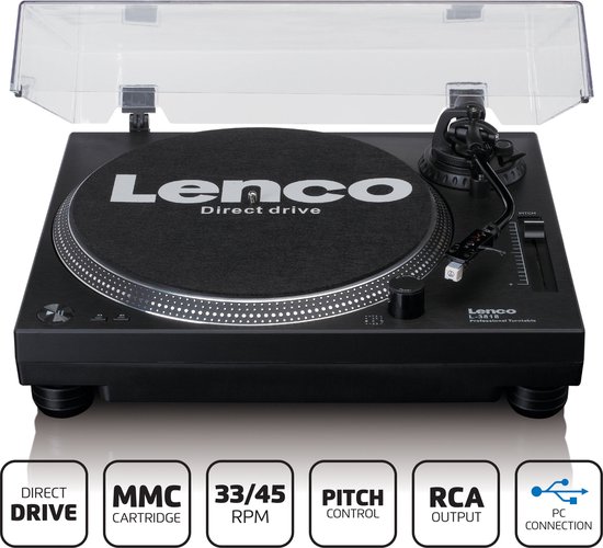 Lenco Platenspeler - Direct drive - USB naar PC encoding - L-3818BK - Zwart — afbeelding 5