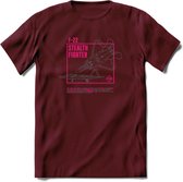 F-22 Vliegtuig T-Shirt | Unisex leger Kleding | Dames - Heren Straaljager shirt | Army F16 | Grappig bouwpakket Cadeau | - Burgundy - XXL
