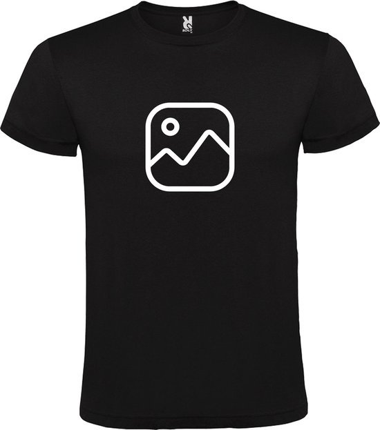 Zwart  T shirt met  " Geen foto icon " print Wit size XXXL