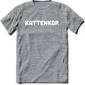 Kattenkop - Katten T-Shirt Kleding Cadeau | Dames - Heren - Unisex | Kat / Dieren shirt | Grappig Verjaardag kado | Tshirt Met Print | - Donker Grijs - Gemaleerd - XL