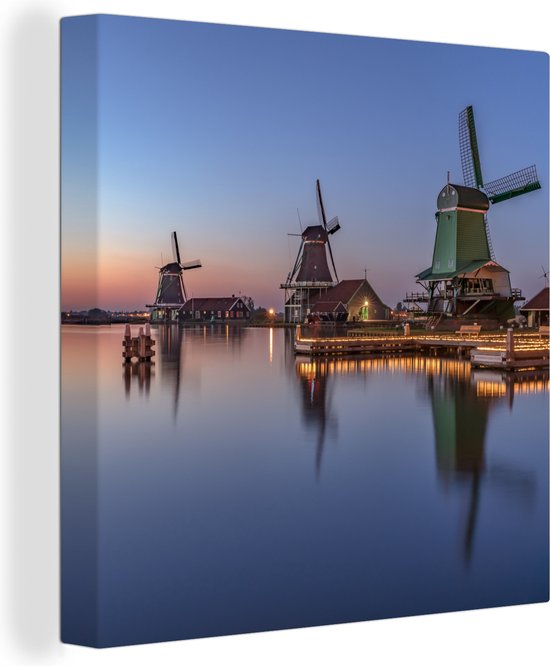 Peinture sur toile Moulins à vent aux Nederland - 50x50 cm - Décoration murale