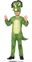Guirca - Dinosaurus Kostuum - Triceratops De Vriendelijke Driehoorn Kind Kostuum - groen - 5 - 6 jaar - Carnavalskleding - Verkleedkleding