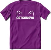 Catsanova - Katten T-Shirt Kleding Cadeau | Dames - Heren - Unisex | Kat / Dieren shirt | Grappig Verjaardag kado | Tshirt Met Print | - Paars - XXL