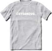 Catsanova - Katten T-Shirt Kleding Cadeau | Dames - Heren - Unisex | Kat / Dieren shirt | Grappig Verjaardag kado | Tshirt Met Print | - Licht Grijs - Gemaleerd - 3XL