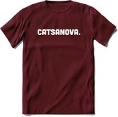Catsanova - Katten T-Shirt Kleding Cadeau | Dames - Heren - Unisex | Kat / Dieren shirt | Grappig Verjaardag kado | Tshirt Met Print | - Burgundy - S