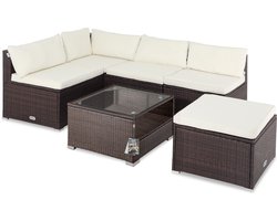 Casaria Polyrattan Loungeset -Incl. Kussens Tafel - Bruin Cr