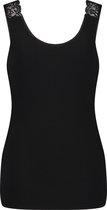 Hunkemöller Dames Nachtmode Singlet Rib Lace  - Zwart - maat 2XL