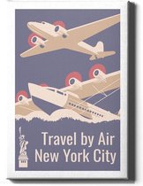 Walljar - NYC Travel By Air - Muurdecoratie - Canvas schilderij