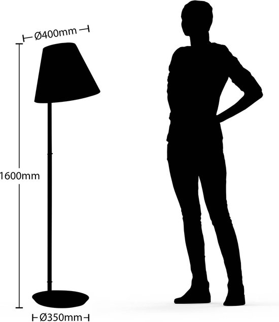Lucande - vloerlamp - 1licht - stof, hout - H: 160 cm - E27 - wit, donker eiken