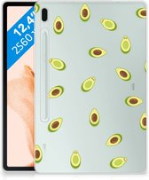 Tablethoesje Samsung Galaxy Tab S7FE Siliconen Back Case Avocado met doorzichte zijkanten