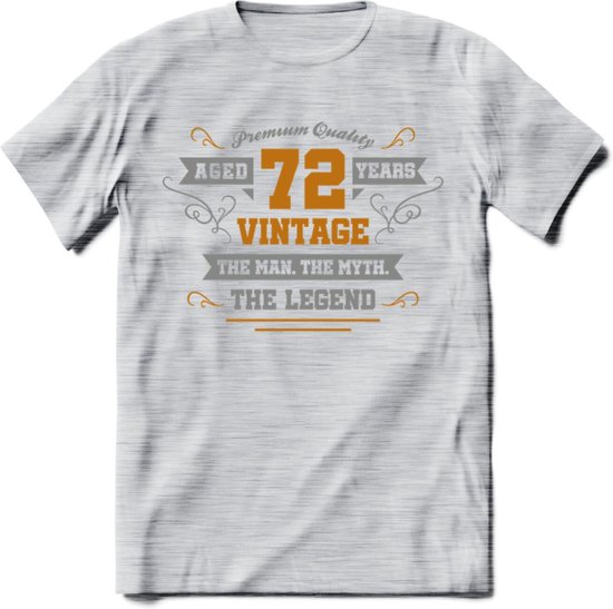 72 Jaar Legend T-Shirt | Goud - Zilver | Grappig Verjaardag Cadeau | Dames - Heren | - Licht Grijs - Gemaleerd - 3XL