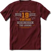 19 Jaar Legend T-Shirt | Goud - Zilver | Grappig Verjaardag Cadeau | Dames - Heren | - Burgundy - L