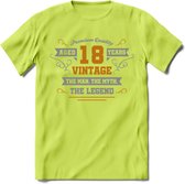 18 Jaar Legend T-Shirt | Goud - Zilver | Grappig Verjaardag Cadeau | Dames - Heren | - Groen - M