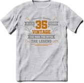 35 Jaar Legend T-Shirt | Goud - Zilver | Grappig Verjaardag Cadeau | Dames - Heren | - Licht Grijs - Gemaleerd - S