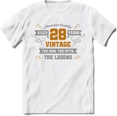28 Jaar Legend T-Shirt | Goud - Zilver | Grappig Verjaardag Cadeau | Dames - Heren | - Wit - M