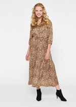 LOLALIZA Dames Maxi hemd jurk Bruin Maat L