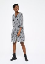 LOLALIZA Babydoll jurk met print - Zwart - Maat 34