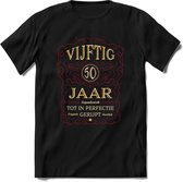 50 Jaar Legendarisch Gerijpt T-Shirt | Bordeauxrood - Ivoor | Grappig Verjaardag Cadeau | Dames - Heren | - Zwart - 3XL