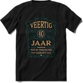40 Jaar Legendarisch Gerijpt T-Shirt | Aqua - Ivoor | Grappig Verjaardag Cadeau | Dames - Heren | - Zwart - XXL