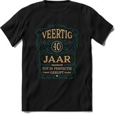 40 Jaar Legendarisch Gerijpt T-Shirt | Aqua - Ivoor | Grappig Verjaardag Cadeau | Dames - Heren | - Zwart - M